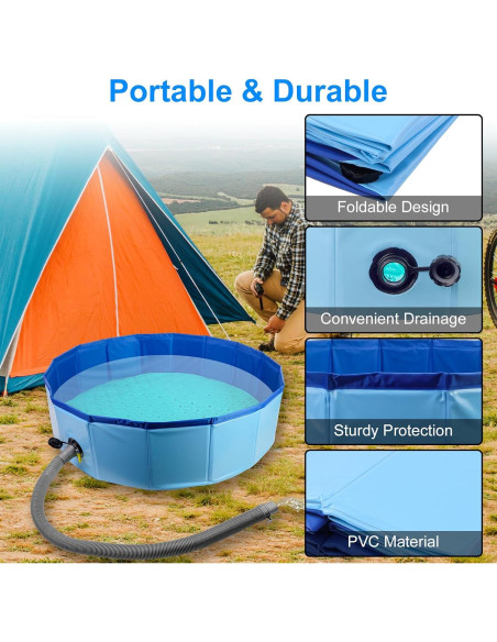 Bandeja de Ducha Portátil Camkinger con Alfombrilla Antideslizante