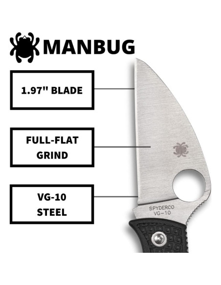Cuchillo de bolsillo Spyderco Manbug Wharncliffe 4.8 cm EDC