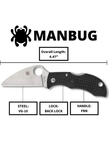 Cuchillo de bolsillo Spyderco Manbug Wharncliffe 4.8 cm EDC