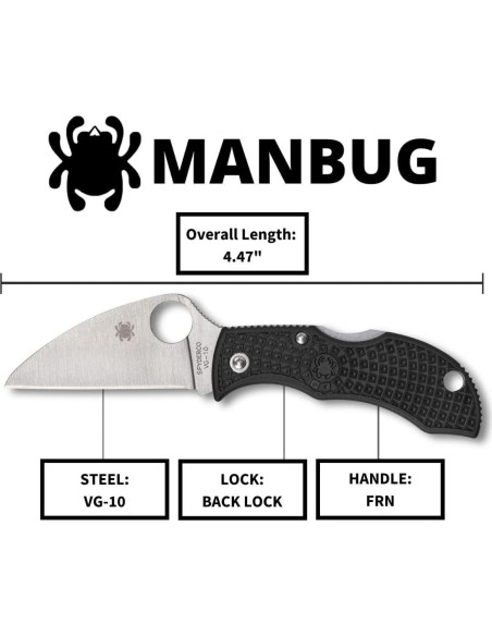 Cuchillo de bolsillo Spyderco Manbug Wharncliffe 4.8 cm EDC