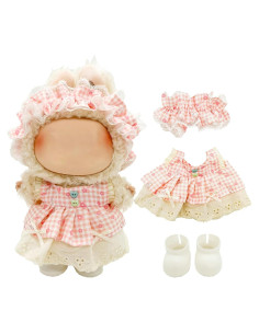 Conjunto de Ropa Premium para Muñeca Labubu 17 cm - Cuadro Rosa