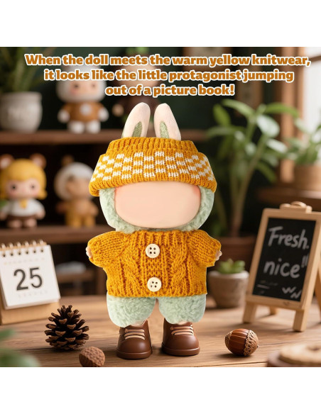 Conjunto de Ropa para Muñecas Lyreh - Suéter y Sombrero Amarillo