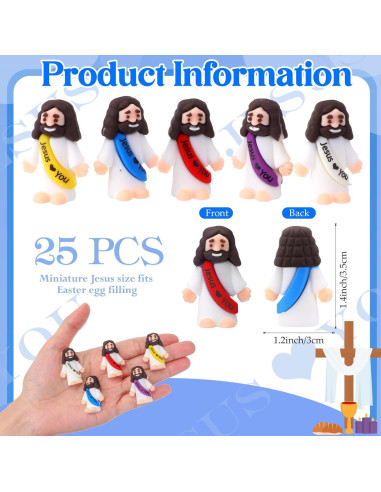 25 Figuras de Jesús Bememo - Mini Juguetes de Goma 3x3.5cm