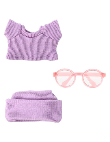 Conjunto Ropa Muñeca 17cm Sinbana Morado Camiseta Gorra Gafas
