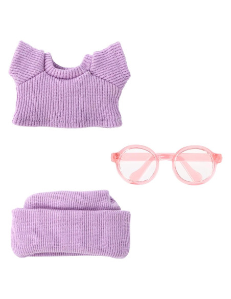 Conjunto Ropa Muñeca 17cm Sinbana Morado Camiseta Gorra Gafas
