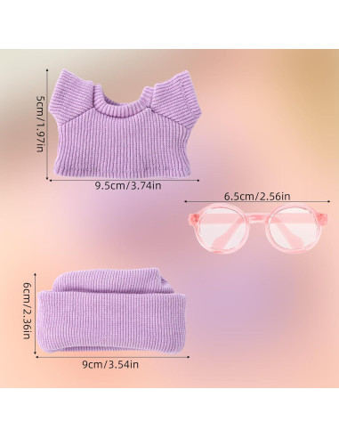 Conjunto Ropa Muñeca 17cm Sinbana Morado Camiseta Gorra Gafas
