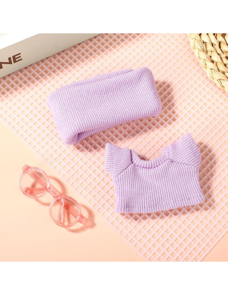 Conjunto Ropa Muñeca 17cm Sinbana Morado Camiseta Gorra Gafas