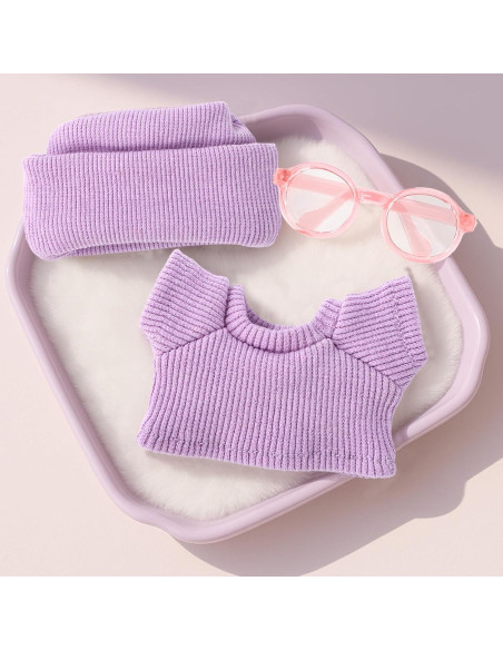 Conjunto Ropa Muñeca 17cm Sinbana Morado Camiseta Gorra Gafas