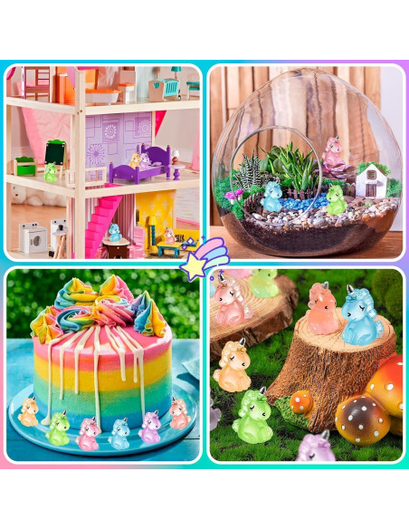 60 Unicornios Miniatura Luminosa HFAYDZSW para Decoración
