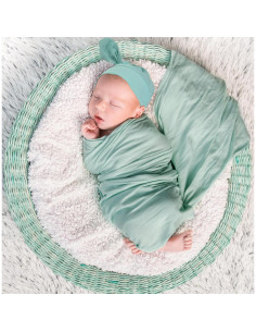 Manta de Recepción para Bebés Jastore 89x89 cm Verde Pavo Real 2