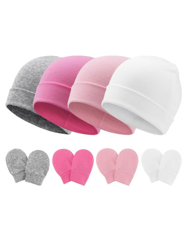 Conjunto Gorro y Manoplas Bebé AQOKKA 0-6 Meses Algodón