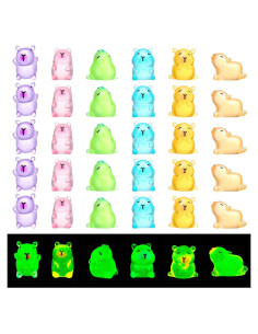 30 Mini Capibaras Luminiscentes de Resina - Decoración Colorida