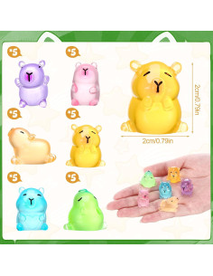 30 Mini Capibaras Luminiscentes de Resina - Decoración Colorida 2