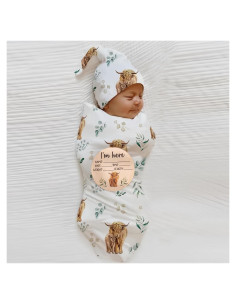 Manta de Envolver Ylsteed Bebé Vaca 81x81 cm Suave y Transpirable