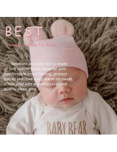 Gorro de bebé recién nacido Upeilxd con lazo 0-3 meses 2
