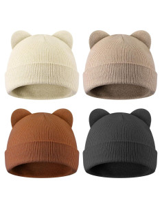 Gorros de Invierno Prematuros Jeyiour 4 Pcs Algodón Lazos