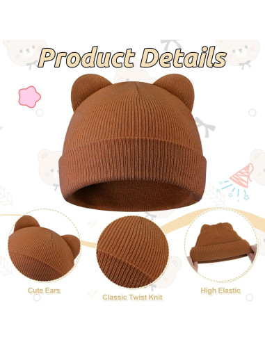 Gorros de Invierno Prematuros Jeyiour 4 Pcs Algodón Lazos