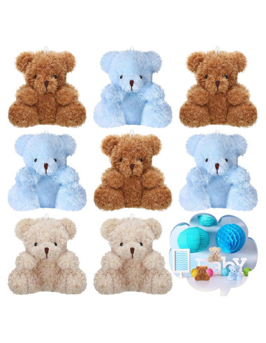 Lote 8 Ositos de Peluche Threan 10 cm Suaves y Coloridos