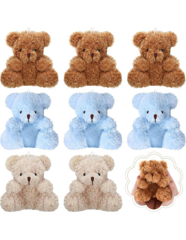 Lote 8 Ositos de Peluche Threan 10 cm Suaves y Coloridos
