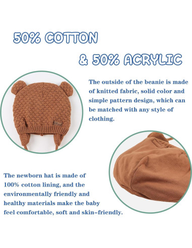 Gorro de Invierno JANGANNSA para Bebés 0-3 Años con Orejeras