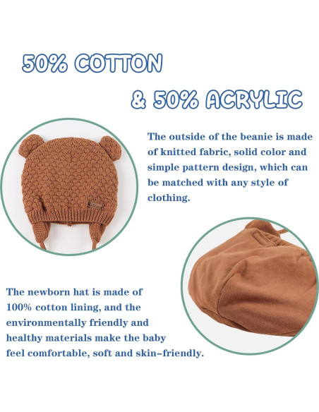 Gorro de Invierno JANGANNSA para Bebés 0-3 Años con Orejeras Gorro de Invierno JANGANNSA para Bebés 0-3 Años con Orejeras