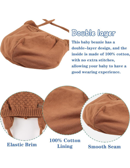 Gorro de Invierno JANGANNSA para Bebés 0-3 Años con Orejeras Gorro de Invierno JANGANNSA para Bebés 0-3 Años con Orejeras