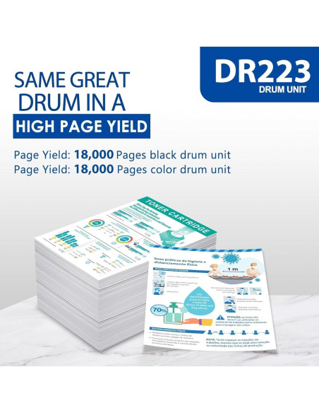 Conjunto de 4 Unidades de Tambor Brother DR223CL - Negro, Cian, Magenta, Amarillo