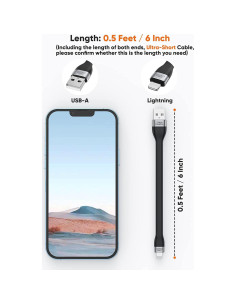 Cable USB a Lightning CableCreation 0.15m MFi - Paquete de 2 2