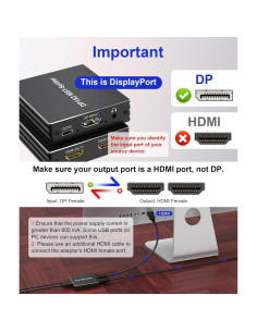 Divisor DisplayPort a 2 HDMI 4K 60Hz Pubiohs - Multitarea 2