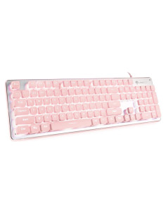 Teclado LANGTU Retroiluminado LED Rosa USB Membrana 104 Teclas