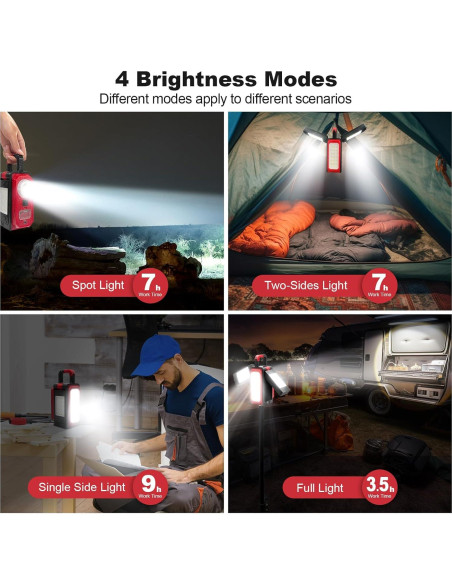 Luz de Camping Recargable SYLSTAR 3000LM con Gancho y Imán