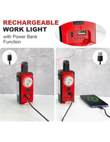 Luz de Camping Recargable SYLSTAR 3000LM con Gancho y Imán