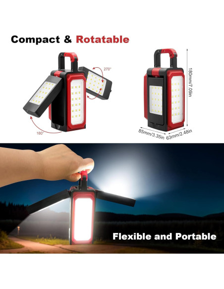 Luz de Camping Recargable SYLSTAR 3000LM con Gancho y Imán