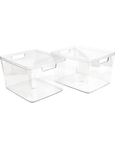 Contenedores de Almacenamiento Transparentes Isaac Jacobs 2-Pack Extra Grande 2