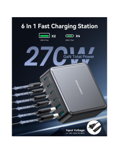 Cargador USB-C 270W Rocoren, Estación de Carga 6 Puertos 2