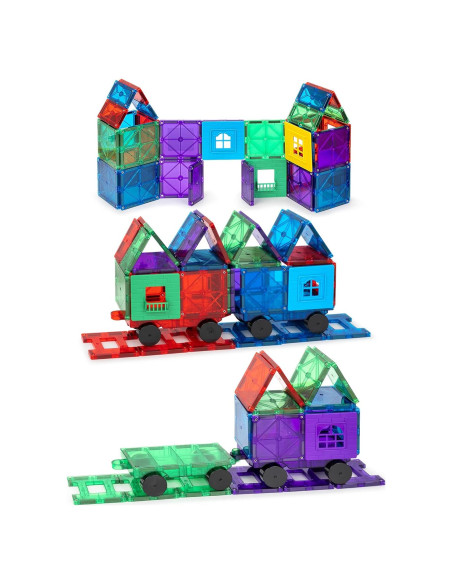 Juego de Azulejos Magnéticos Playmags 55 Piezas con Coches