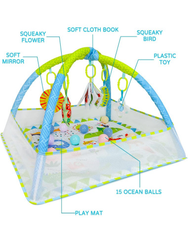 Alfombra de Juego para Bebés Dr.Rapeti 81x81 cm con Pelotas