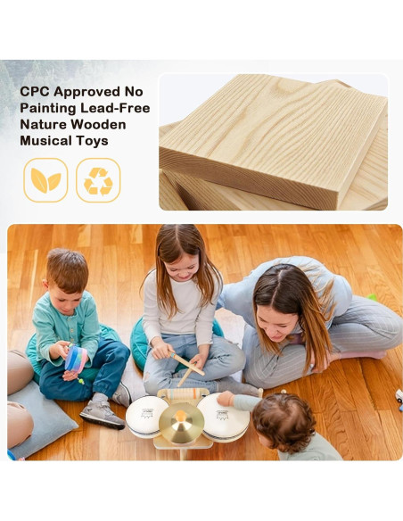 Juego de Tambores 5 en 1 Vanplay - Juguetes Musicales de Madera