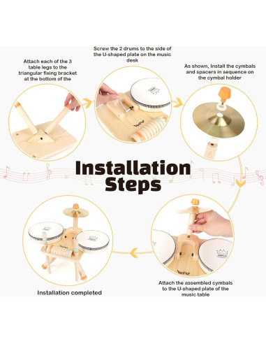 Juego de Tambores 5 en 1 Vanplay - Juguetes Musicales de Madera