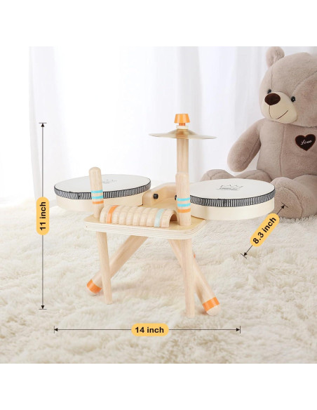 Juego de Tambores 5 en 1 Vanplay - Juguetes Musicales de Madera
