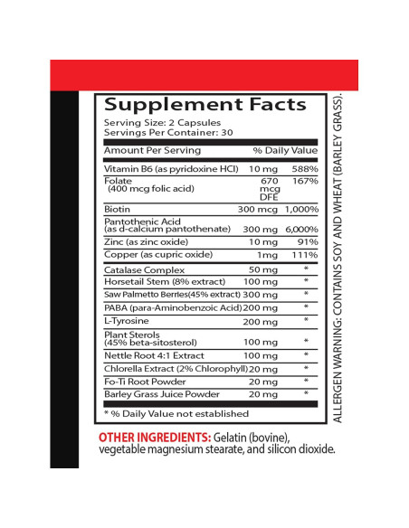 Vitaminas para el Crecimiento del Cabello Gris - 120 Cápsulas