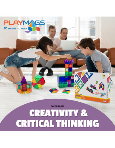 Juego de Azulejos Magnéticos Playmags 55 Piezas con Coches