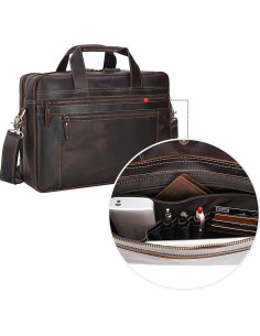 Maletín de Cuero Genuino TIDING para Laptop 17" Marrón 2
