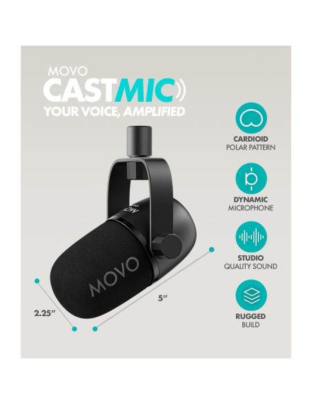 Interfaz de Audio USB Movo Phantom + Micrófono XLR CastMic