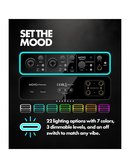 Interfaz de Audio USB Movo Phantom + Micrófono XLR CastMic