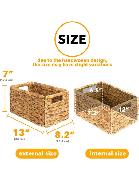 Cestas de Almacenamiento SpaceAid 4 Pack Mimbre 33x20.8x17.8 cm