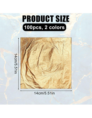 100 Hojas de Foil de Oro Imitación Gosknor 14x14cm DIY
