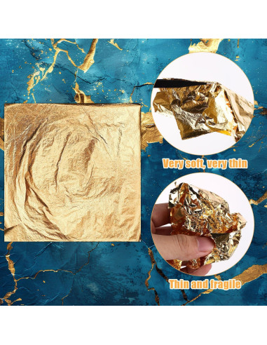 100 Hojas de Foil de Oro Imitación Gosknor 14x14cm DIY