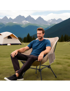 Silla de Camping Plegable TlaroRiz 600D Oxford Beige 2