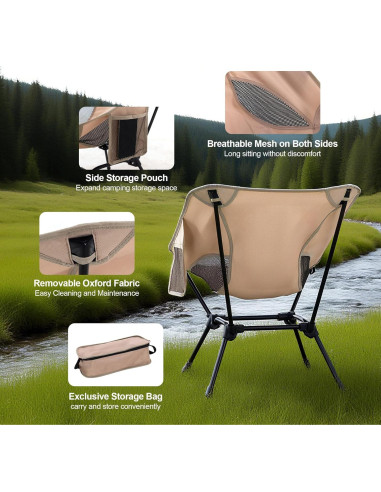 Silla de Camping Plegable TlaroRiz 600D Oxford Beige